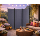 Paravent 3 Teilig 170 x 165 cm Grau - Garten & Balkon Sichtschutz Stellwand Innen & Außen - Raumteiler Trennwand Faltbar Blickdicht & Wetterfest