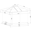 Metal Garden Hardtop Pavilion 3x3,6m Double Webbed Polycarbonate Roof Waterproof