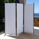 Paravent 170 x 165 cm Fabric Room Devider Garden 3-Part Patrition Wall Foldable Balcony Privacy Screen White