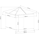 Metall Garten Hardtop Pavillon 3x3m mit 4 Seitenteilen Doppelstegplatten Polycarbonat