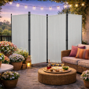 Paravent 220 x 165 cm Fabric Room Devider Garden 4-Part Patrition Wall Foldable Balcony Privacy Screen White