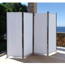 Paravent 220 x 165 cm Fabric Room Devider Garden 4-Part Patrition Wall Foldable Balcony Privacy Screen White