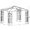 Garten Bl&auml;tter Pavillon 3x3m Grau Partyzelt Metall Carport