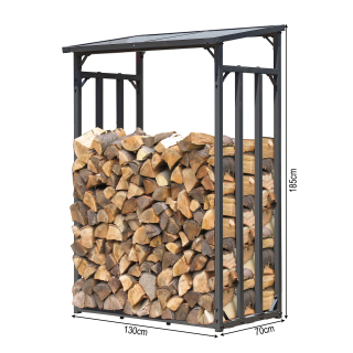 Metal firewood rack anthracite 130 x 70 x 185 cm garden firewood shelter 1.6 m³ firewood storage stacking aid outside