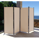 Paravent 4 Teilig 165 x 220 cm Beige - Garten & Balkon Sichtschutz Stellwand Innen & Außen - Raumteiler Trennwand Faltbar Blickdicht & Wetterfest