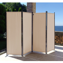 Paravent 220 x 165 cm Fabric Room Devider Garden 4-Part Patrition Wall Foldable Balcony Privacy Screen Beige