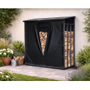Weather Protection Set Front- and Back Wall PVC Black for Firewood Rack XXL 185 x 70 x 185 cm