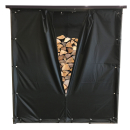 Weather Protection Set Front- and Back Wall PVC Black for Firewood Rack 143 x 70 x 145 cm
