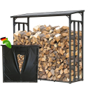Metal Firewood Shelf Anthracite XXL 143 x 70 x 145 cm Garden Firewood Shelter 1.4 m³ Stacking Aid Outdoor with Weather Protection Black
