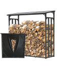 Metal Firewood Shelf Anthracite XXL 143 x 70 x 145 cm Garden Firewood Shelter 1.4 m³ Stacking Aid Outdoor with Weather Protection Black