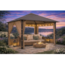 Metal Gazebo 3 x 3 m Brown-Grey