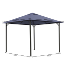 Metal Garden Pavilion Nice 3x3m Antique Party Tent Grey RAL 7012 with 4 Side Panels