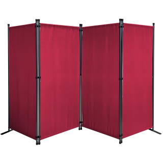 Paravent 220 x 165 cm Fabric Room Devider Garden 4-Part Patrition Wall Foldable Balcony Privacy Screen Ruby Red