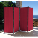 Paravent 220 x 165 cm Fabric Room Devider Garden 4-Part Patrition Wall Foldable Balcony Privacy Screen Ruby Red