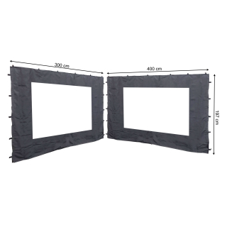 2 Side Panels with PE Window 300/400x195cm Gray for Gazebo 3x4m