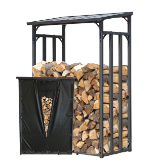 Metal Firewood Shelf Anthracite XXL 130 x 70 x 185 cm Garden Firewood Shelter 1.6 m&sup3; Stacking Aid Outdoor with Weather Protection Black