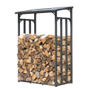 Metal Firewood Shelf Anthracite XXL 130 x 70 x 185 cm Garden Firewood Shelter 1.6 m³ Stacking Aid Outdoor with Weather Protection Black