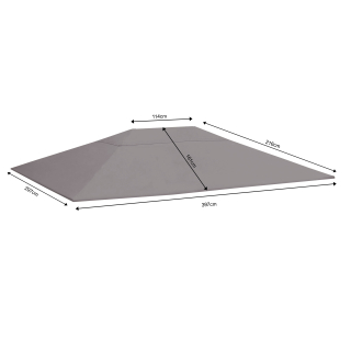 Toit De Rechange Pour Tonnelle 3x4m - Gris, Polyester Imperméable (300x400cm) - Quick-Star