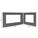 2 Side Panels with PE Window 250/350x190cm Grey for Gazebo 3x4m