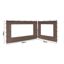 2 Side Panels with PE Window 250/350x190cm Brown-Grey for Gazebo 3x4m