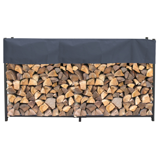 Metal Firewood Rack Anthracite 200 x 25 x 115 cm Garden Firewood Shelter 0,8 m³ / 1 SRM Stacking Aid Outdoor with Weather Protection Gray