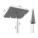 Parasol 2x1.25m rectangular with valance and folding device beige grey
