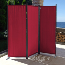 2 Piece Paravent 170 x 165 cm Fabric Room Devider Garden 3-Part Patrition Wall Foldable Balcony Privacy Screen Ruby Red