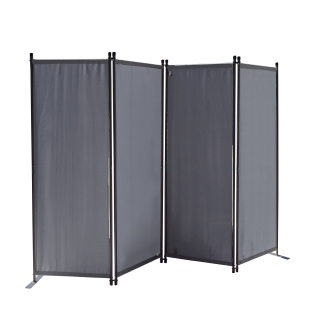 Paravent 220 x 165 cm Fabric Room Devider Garden 4-Part Patrition Wall Foldable Balcony Privacy Screen Grey