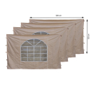 4 Seitenteile mit PVC Fenster 300x193cm für Pavillon Sahara 3x3m Seitenwand Sand