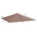 Set Replacement Roof and 2 Side Panels with PE Window for Garden Gazebo 3x3m Brown-Grey