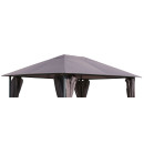Set Replacement Roof and 2 Side Panels with PE Window for Garden Gazebo 3x4m Brown-Grey