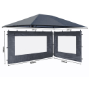 Set Replacement Roof and 2 Side Panels with PE Window for Garden Gazebo 3x4m Grey
