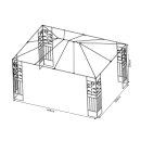 Garten Bl&auml;tter Pavillon 3x4m Sand Partyzelt Metall Carport mit 4 Seitenteilen mit Moskitonetz