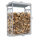 2 Piece ALUMINIUM firewood rack anthracite XXL 130 x 70 x 185 cm garden firewood shelter 3.2 m³ firewood storage stacking aid outside