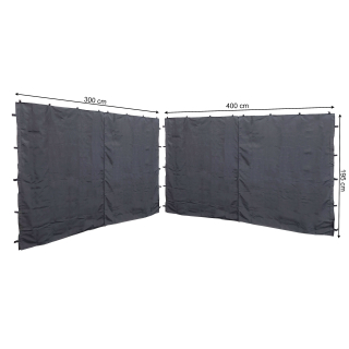 2 Side Panels with Zip for Gazebo 3x4m Pavilion Sidewall Anthracite RAL 7012