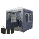 Pop-Up Gazebo 2,5 x 2,5 m Smoky Grey with footweights and 4 Easy fastening sidewalls with 2 zippers