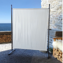 Paravent 150 x 190 cm Fabric Room Devider Garden Partition Wall Balcony Privacy Screen White
