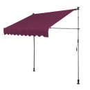 Clamp Awning Balcony Sunshade Telescopic Canopy 200x130cm No Drilling Retractable & Adjustable Color: Bordeaux