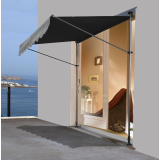 Awning with Hand Crank UV Resistant Height Adjustable Metal and Polyester No Drilling Required Grey MVPower Clamp Awning Balcony