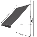 Clamp Awning Balcony Sunshade Telescopic Canopy 250x130cm No Drilling Retractable & Adjustable Color: Grey