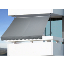 Klemmmarkise 250x130cm Grau Balkonmarkise Sonnenschutz Terrassenüberdachung Höhenverstellbar von 200-290cm Markise Balkon ohne Bohren