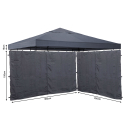 Set Replacement Roof and 2 Side Panels with Zip for Garden Gazebo 3x3m Grey
