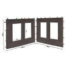 2 Seitenteile aus PE mit Fenster 300x195cm f&uuml;r Pavillon 3x3m Seitenwand Anthrazit RAL 7012