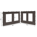 2 Seitenteile aus PE mit Fenster 300x195cm / 400x195cm  f&uuml;r Pavillon 3x4m Seitenwand Anthrazit RAL 7012
