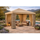2 Seitenteile mit RV 300x197cm für Pavillons 3x3m Seitenwand Beige RAL 1001