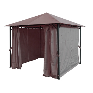 Metal Garden Pavilion Nice 3x3m Antique Party Tent Taupe RAL 7006 with 4 Side Panels