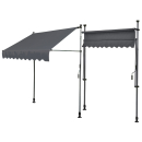 2 Piece Clamp Awning Balcony Sunshade Telescopic Canopy 200x130cm No Drilling Retractable & Adjustable Color: Grey
