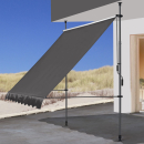 2 Stück Klemmmarkise 250x130cm GRAU Balkonmarkise Sonnenschutz Terrassenüberdachung Höhenverstellbar von 200-290cm Markise Balkon ohne Bohren