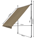 Clamp Awning Balcony Sunshade Telescopic Canopy 250x130cm No Drilling Retractable & Adjustable Color: Beige