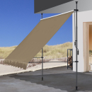 Klemmmarkise 300x130cm Beige Balkonmarkise Sonnenschutz Terrassenüberdachung Höhenverstellbar von 200-290cm Markise Balkon ohne Bohren